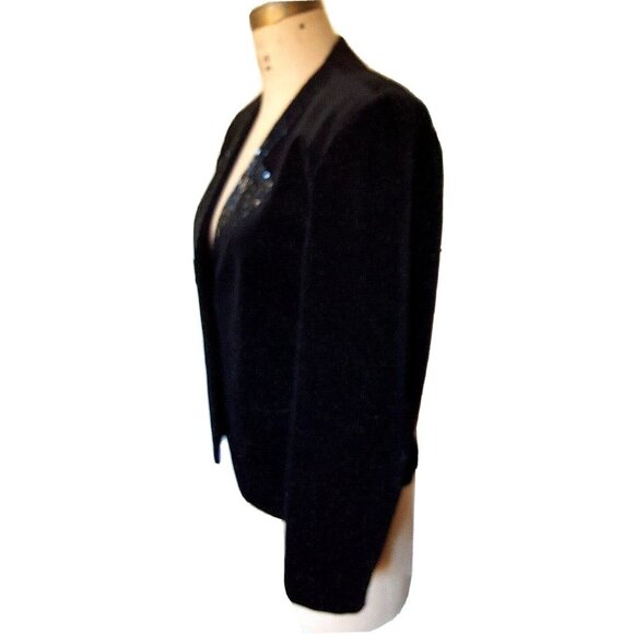 Vintage blazer jacket velvet & sequin beaded collar, elegant formal holidays M - Picture 7 of 13